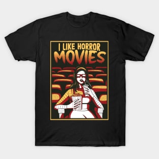 I Like Horror Movies Retro Movie Theater Graphic T-Shirt